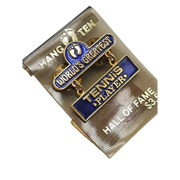 Hang Ten World's Greatest Tennis Player Hall of Fame Blue Enamel Brooch Pin - Picture 2 of 4